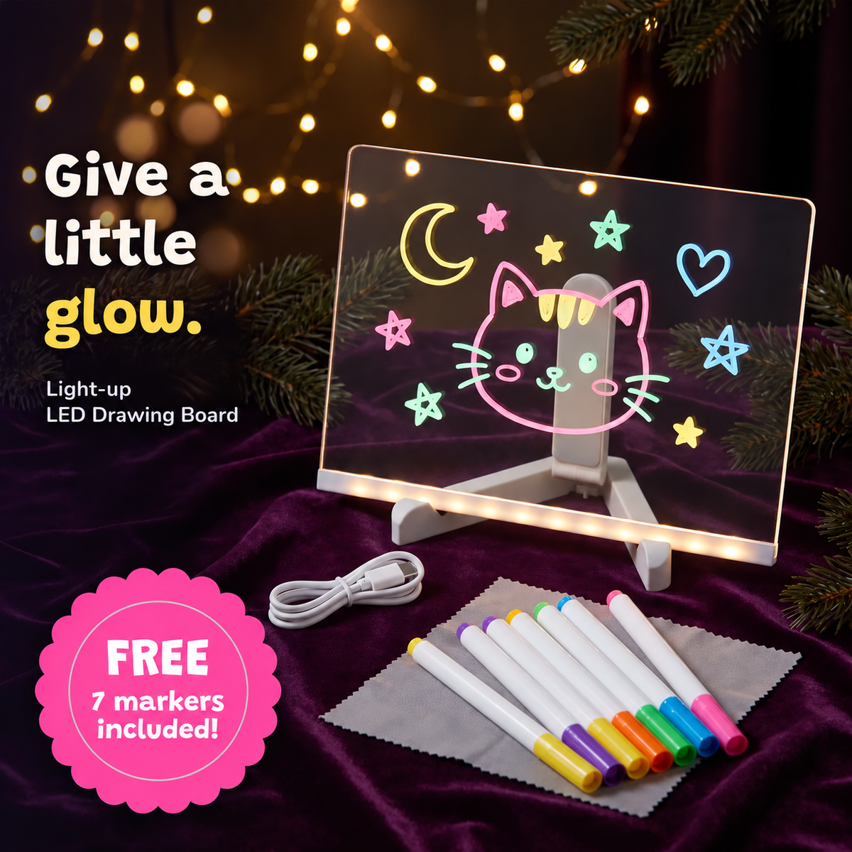 Light-up LED drawing board for kids