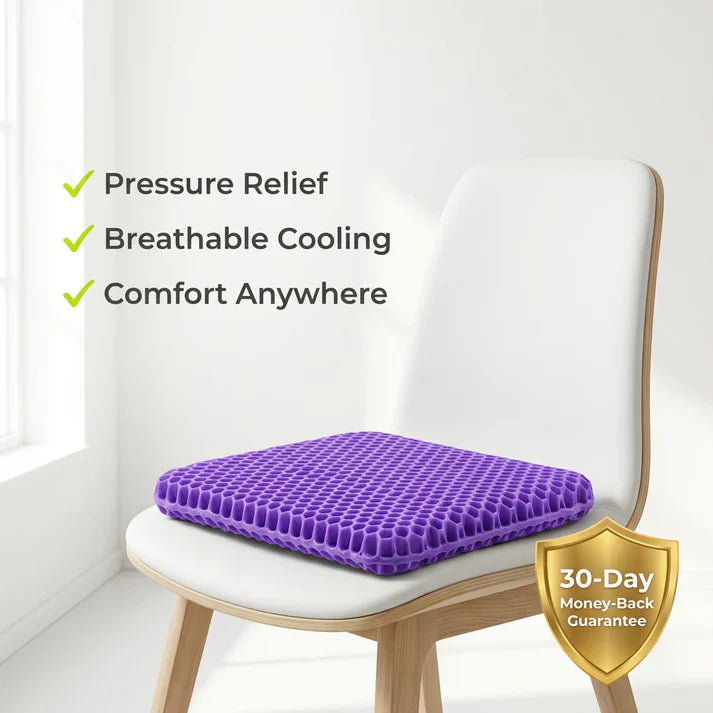Gel Seat Cushion for Long Sitting, Double Thick Office Desk Home Wheelchair Seat Cushions for Back Hip Sciatica Tailbone Pain Sore Pressure Relief, Gel Cooling Game Chair Pads for Car Truck Driver