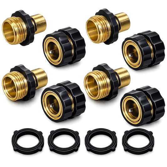 3/4" GHT Garden Hose Quick Connect Set – Leak-Resistant Male & Female Connectors