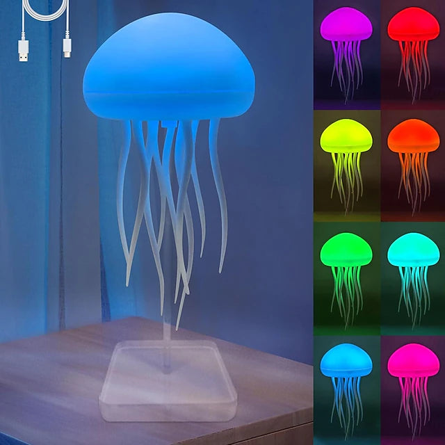 Smart Jellyfish Night Light with Voice Control, Animated Tentacles, and Color-Changing Glow🪼