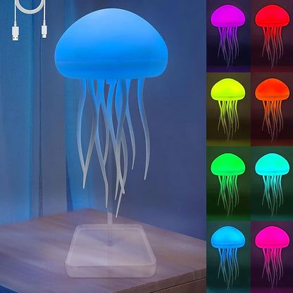 Smart Jellyfish Night Light with Voice Control, Animated Tentacles, and Color-Changing Glow🪼