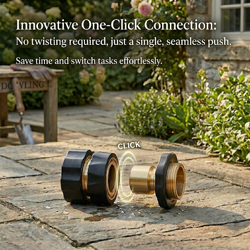 3/4" GHT Garden Hose Quick Connect Set – Leak-Resistant Male & Female Connectors