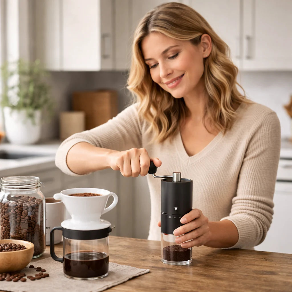 Manual Coffee Grinder - Adjustable Ceramic Burr for Fresh Coffee Anywhere
