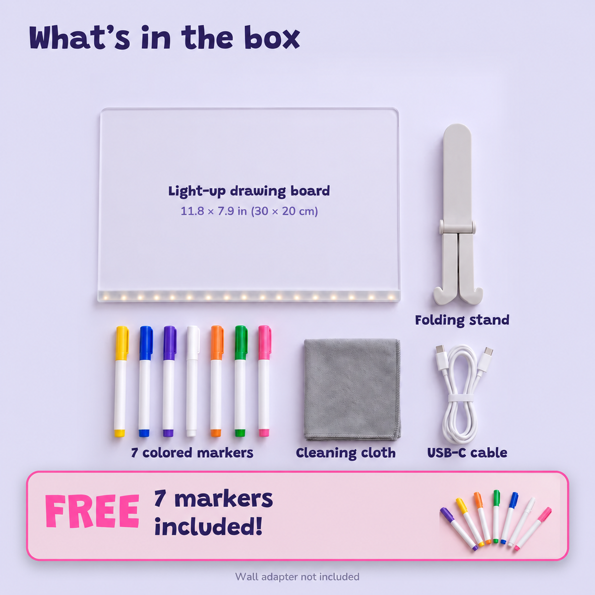 Light-up LED drawing board for kids
