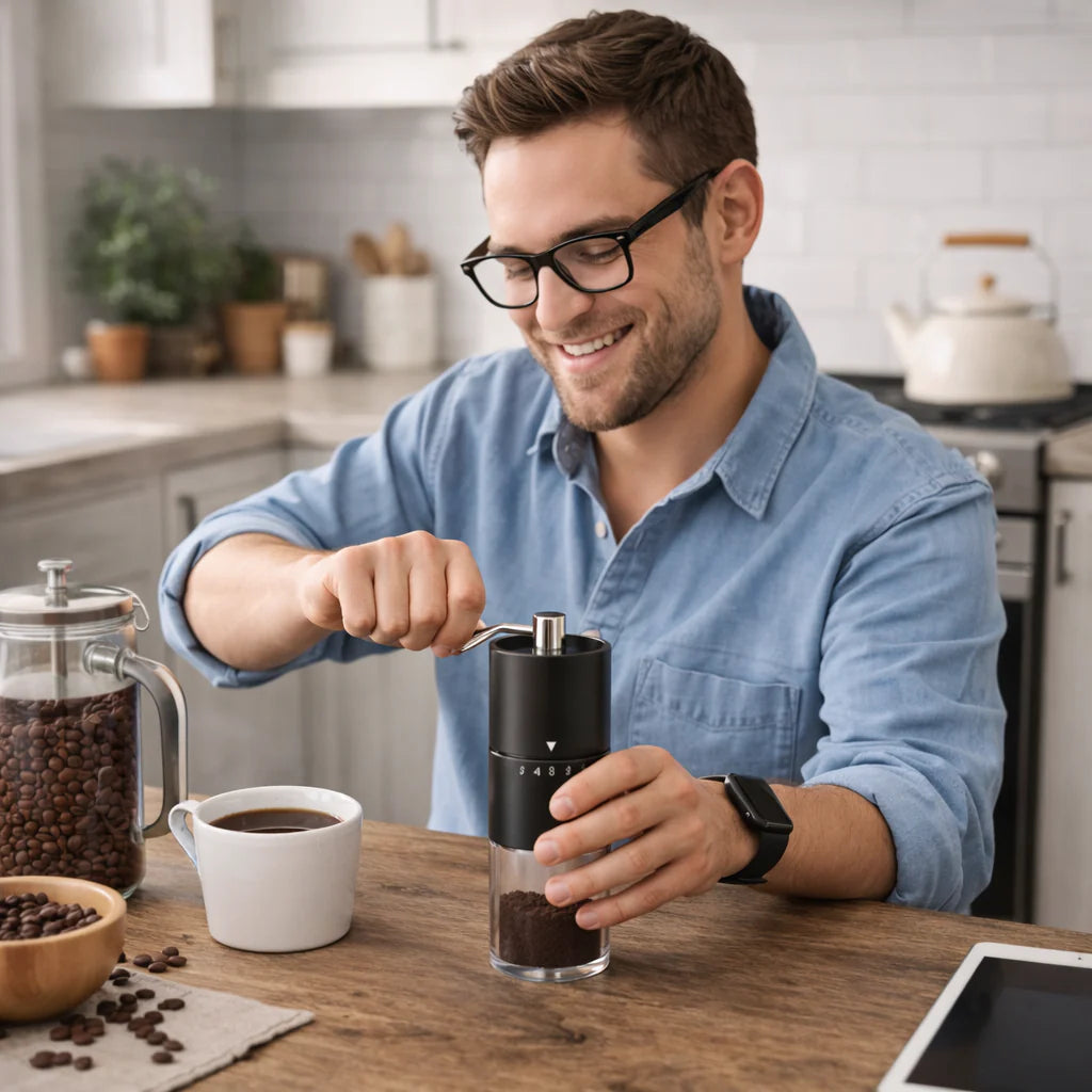 Manual Coffee Grinder - Adjustable Ceramic Burr for Fresh Coffee Anywhere