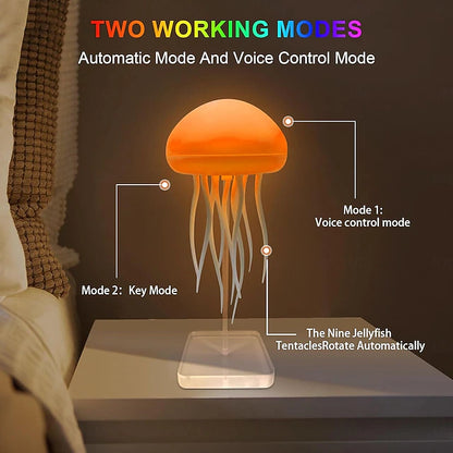 Smart Jellyfish Night Light with Voice Control, Animated Tentacles, and Color-Changing Glow🪼