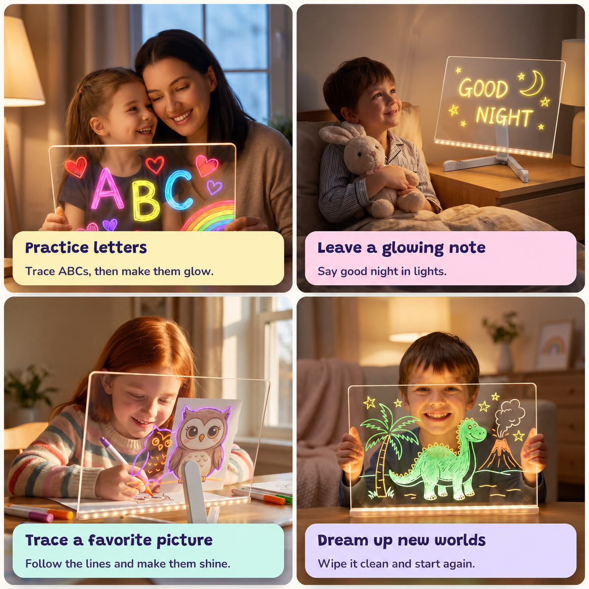 Light-up LED drawing board for kids
