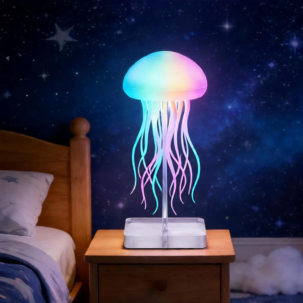 Smart Jellyfish Night Light with Voice Control, Animated Tentacles, and Color-Changing Glow🪼