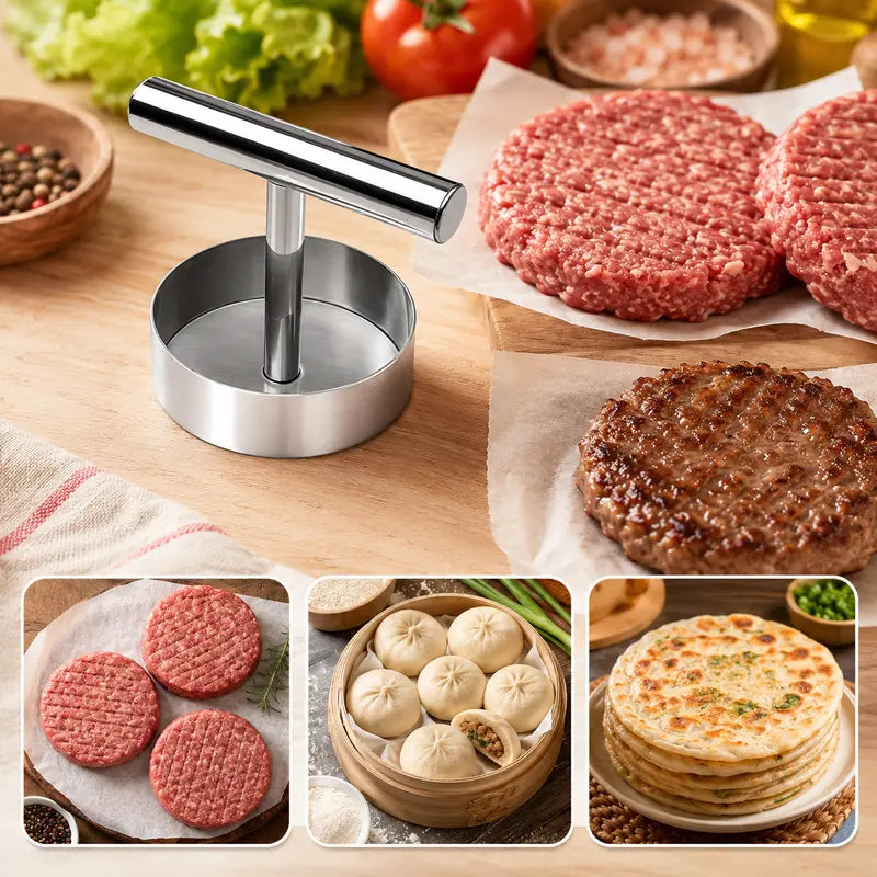 Stainless Steel Burger Patty Press – Uniform Patties Made Easy