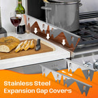 2 PCS Stainless Steel Gap Covers for Stove, Countertop, Washer & Sink