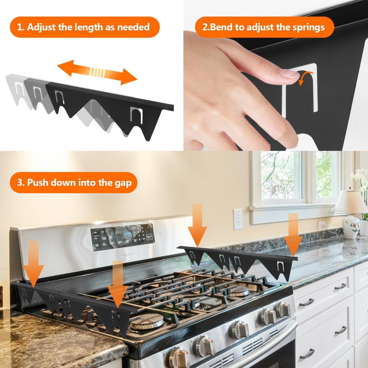 2 PCS Stainless Steel Gap Covers for Stove, Countertop, Washer & Sink