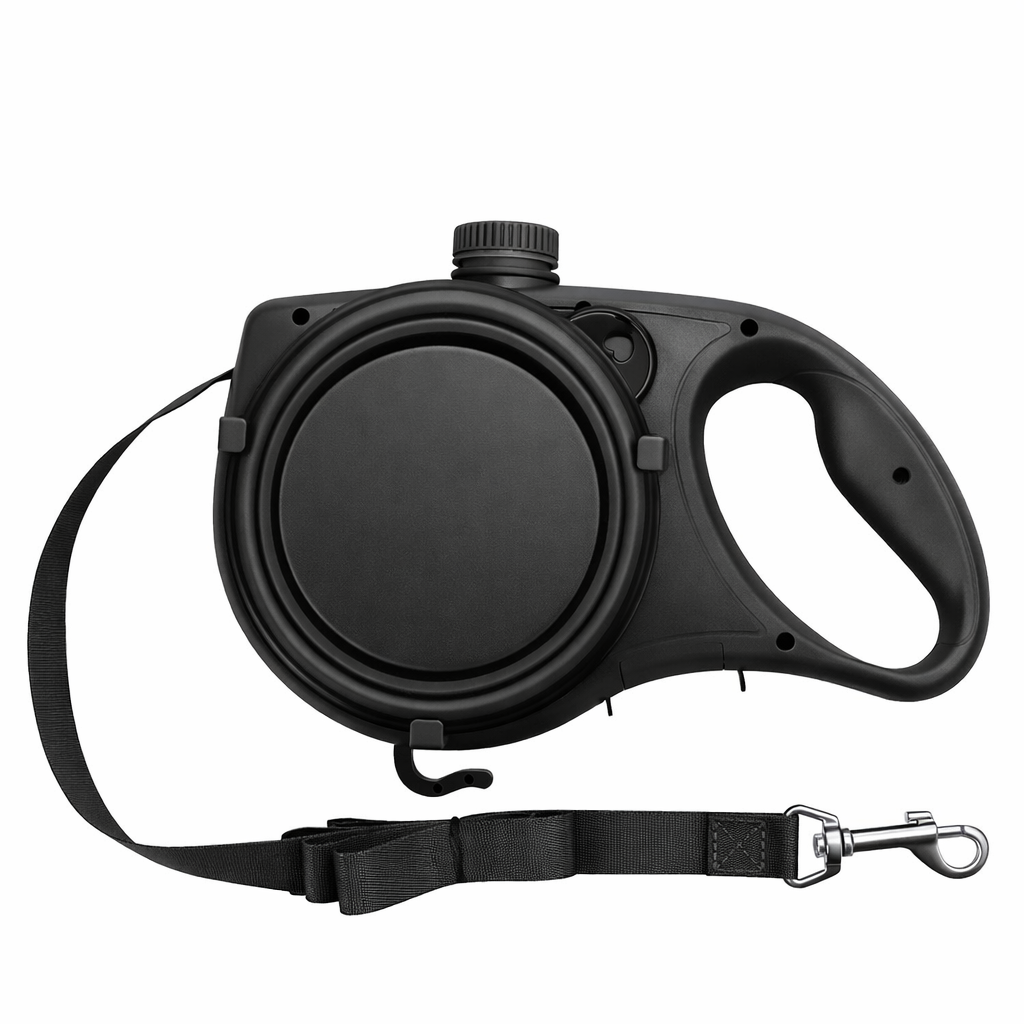 3-in-1 Dog Leash with Built-in Water Bottle, Collapsible Bowl & Poop Bag Dispenser