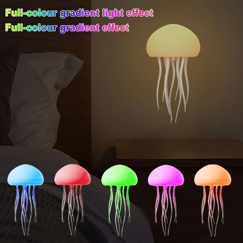 Smart Jellyfish Night Light with Voice Control, Animated Tentacles, and Color-Changing Glow