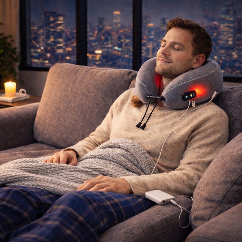 USB Heated Neck Massager Pillow – Vibration Massage, U-Shaped Memory Foam