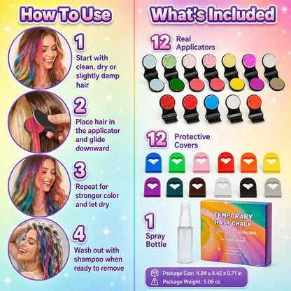 12-Color Hair Chalk Set