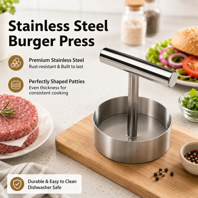 Stainless Steel Burger Patty Press – Uniform Patties Made Easy