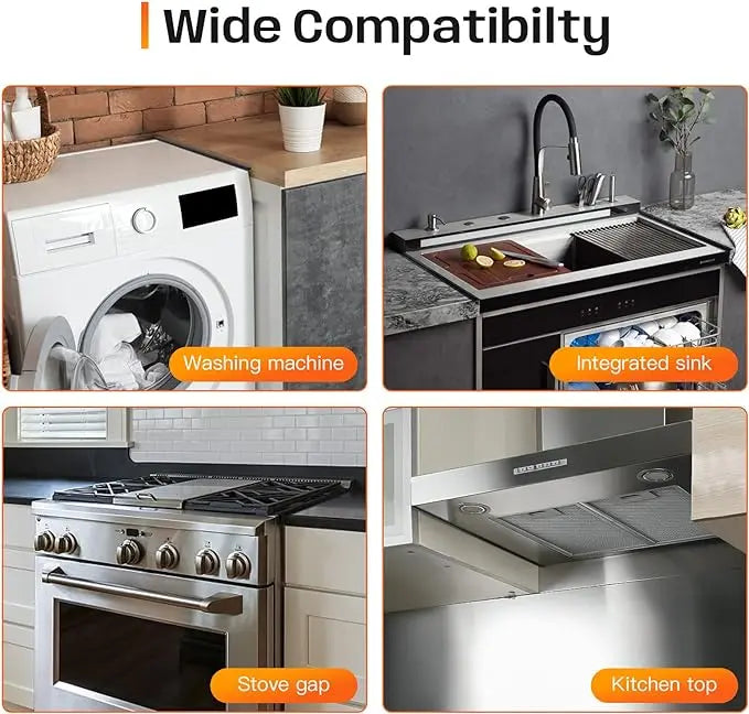 2 PCS Stainless Steel Gap Covers for Stove, Countertop, Washer & Sink