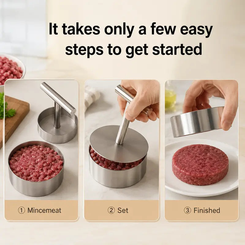 Stainless Steel Burger Patty Press – Uniform Patties Made Easy
