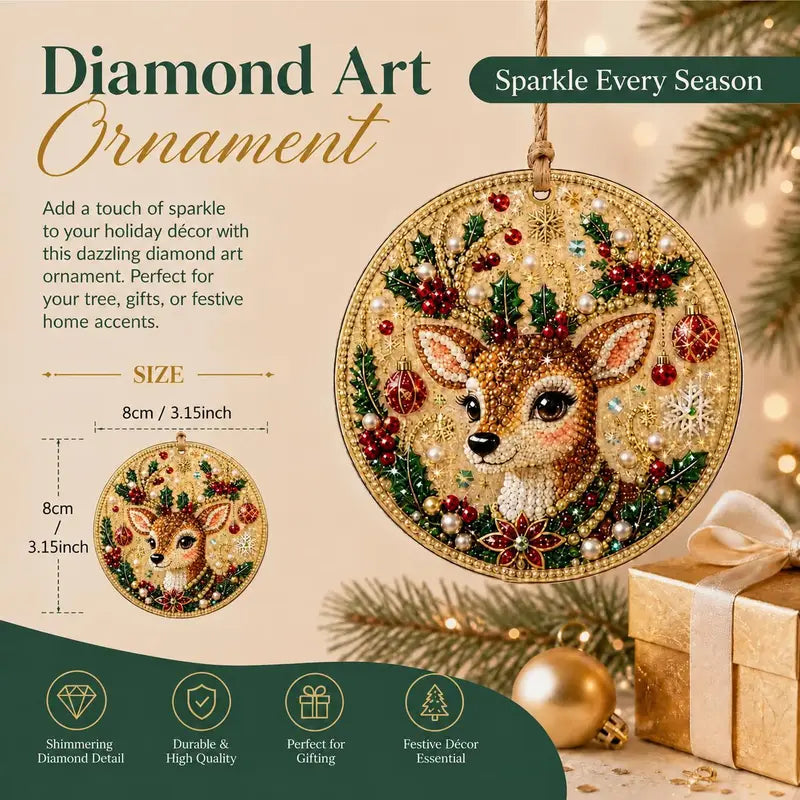 6-Piece DIY Wooden Christmas Diamond Painting Ornament Kit