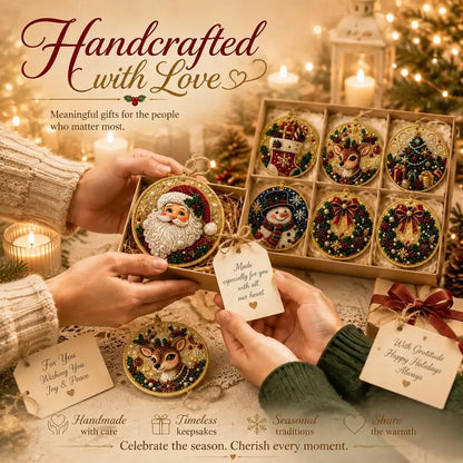6-Piece DIY Wooden Christmas Diamond Painting Ornament Kit