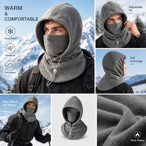 Warm Balaclava with Adjustable Drawstring – Face and Neck Protection